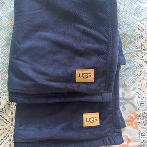 UGG Coco Luxury Pillow Covers Navy Blue Plush Velour X 2